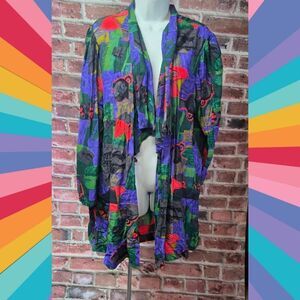 Smart Woman Vintage 80s Abstract Open Front Jacket – Women’s Size 16